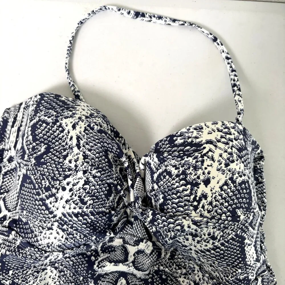 Tommy Bahama Snake Skin Print Swim Halter Top Size S‎ Blue White Built In Bra